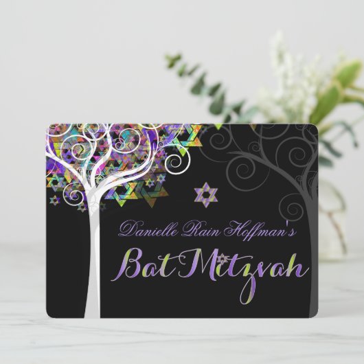 PixDezines tree of life Bat Mitzvah/chalkboard Kaart (Staand voorkant)