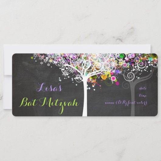 PixDezines tree of life Bat Mitzvah/chalkboard Kaart (Voorkant)
