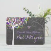 PixDezines tree of life Bat Mitzvah/chalkboard Kaart (Staand voorkant)