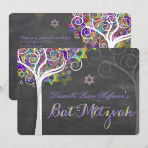 PixDezines tree of life Bat Mitzvah/chalkboard Kaart