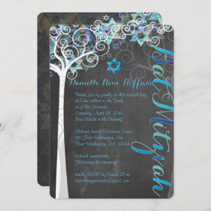 PixDezines Tree of Life Bat Mitzvah/chalkboard Kaart