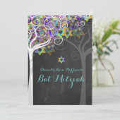 PixDezines tree of life Bat Mitzvah/chalkboard Kaart (Staand voorkant)