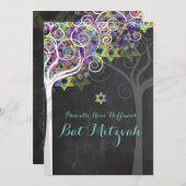 PixDezines tree of life Bat Mitzvah/chalkboard Kaart (Voorkant / Achterkant)