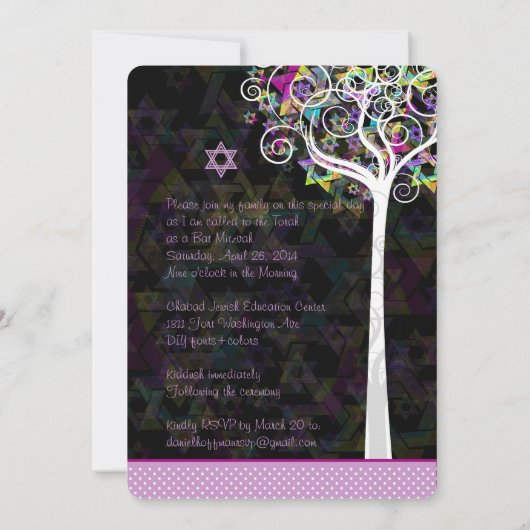 PixDezines tree of life Bat Mitzvah/diy background Kaart (Achterkant)