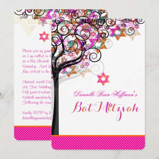 PixDezines Tree of Life Bat Mitzvah/DIY Background Kaart (Voorkant / Achterkant)