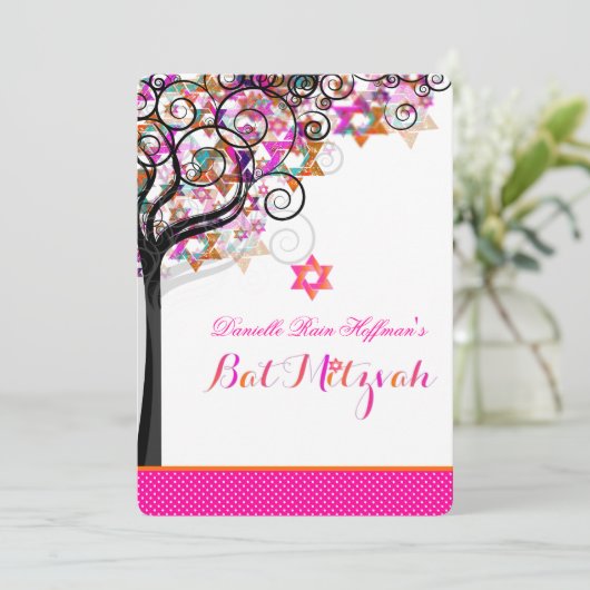 PixDezines Tree of Life Bat Mitzvah/DIY Background Kaart (Staand voorkant)