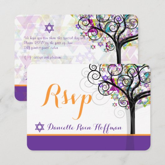 PixDezines tree of life Bat Mitzvah/diy background Kaart (Voorkant / Achterkant)