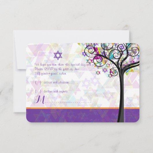 PixDezines tree of life Bat Mitzvah/diy background Kaart (Achterkant)
