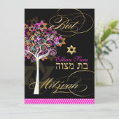PixDezines Tree of Life Bat Mitzvah/DIY Background Kaart (Staand voorkant)