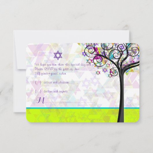 PixDezines tree of life Bat Mitzvah/diy background Kaart (Achterkant)