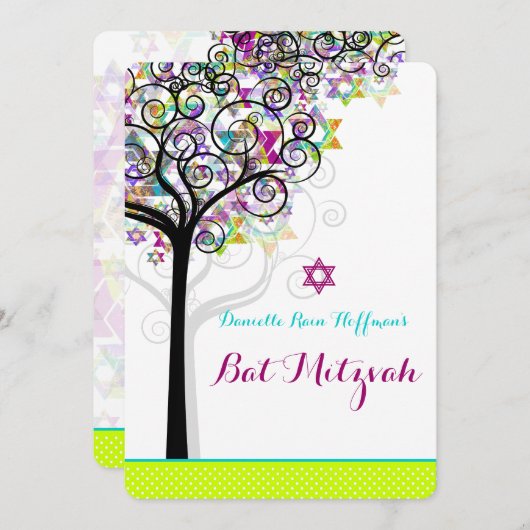 PixDezines tree of life Bat Mitzvah/diy background Kaart (Voorkant / Achterkant)