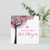 PixDezines Tree of Life Bat Mitzvah/DIY Background Kaart (Staand voorkant)