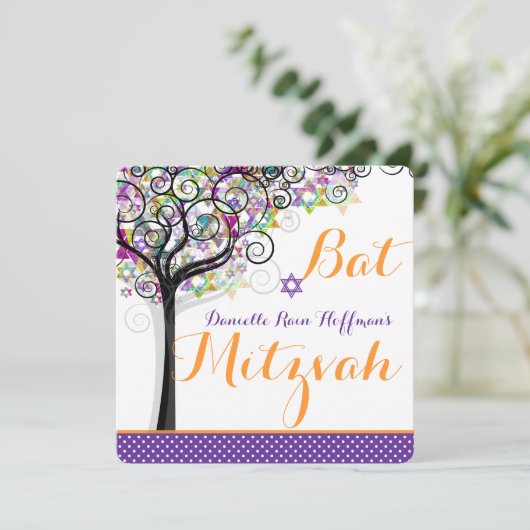 PixDezines tree of life Bat Mitzvah/diy background Kaart (Staand voorkant)