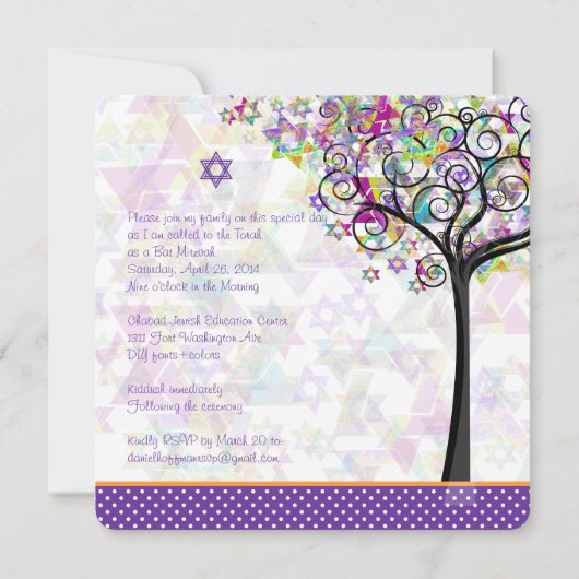 PixDezines tree of life Bat Mitzvah/diy background Kaart (Achterkant)