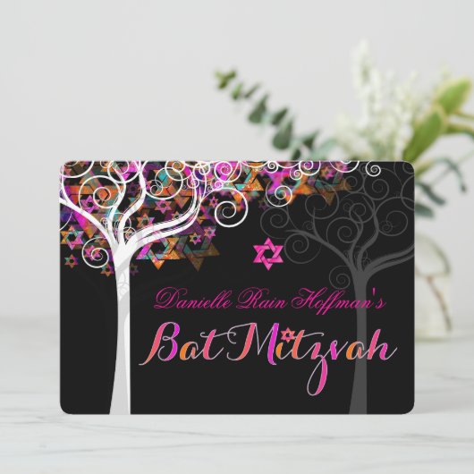 PixDezines tree of life Bat Mitzvah/diy background Kaart (Staand voorkant)