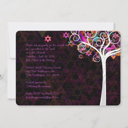PixDezines tree of life Bat Mitzvah/diy background Kaart (Achterkant)