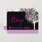 PixDezines tree of life Bat Mitzvah/diy background RSVP Kaartje (Voorkant / Achterkant)