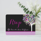 PixDezines tree of life Bat Mitzvah/diy background RSVP Kaartje (Staand voorkant)