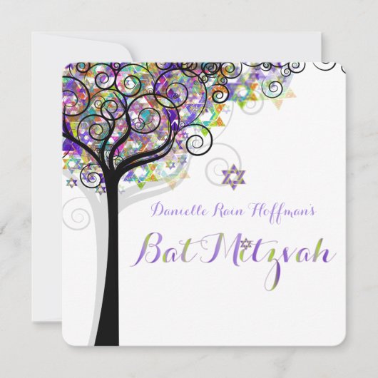 PixDezines tree of life Bat Mitzvah Kaart (Voorkant)