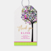 PixDezines Tree of Life Bat Mitzvah/Neon Pink Cadeaulabel (Voorkant)
