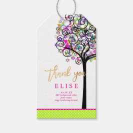 PixDezines Tree of Life Bat Mitzvah/Neon Pink Cadeaulabel