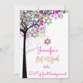 PixDezines TREE OF LIFE BAT MITZVAH/NEON PINK Kaart (Voorkant)