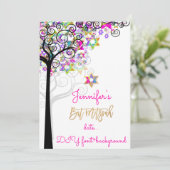 PixDezines TREE OF LIFE BAT MITZVAH/NEON PINK Kaart (Staand voorkant)