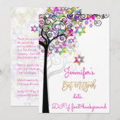 PixDezines TREE OF LIFE BAT MITZVAH/NEON PINK Kaart (Voorkant / Achterkant)