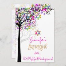 PixDezines TREE OF LIFE BAT MITZVAH/NEON PINK