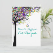 PixDezines TREE OF LIFE BAT MITZVAH/PAARS/PINK Kaart (Staand voorkant)