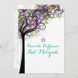 PixDezines TREE OF LIFE BAT MITZVAH/PAARS/PINK Kaart