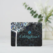 PixDezines Tree of Life Bat Mitzvah/receptie Kaart (Staand voorkant)