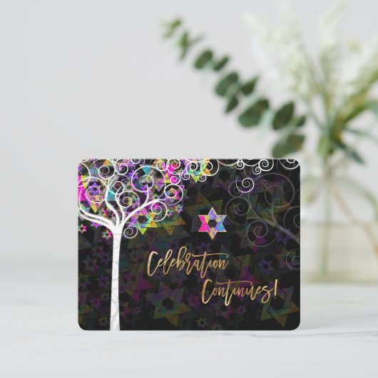 PixDezines Tree of Life Bat Mitzvah/Reception Kaart (Staand voorkant)