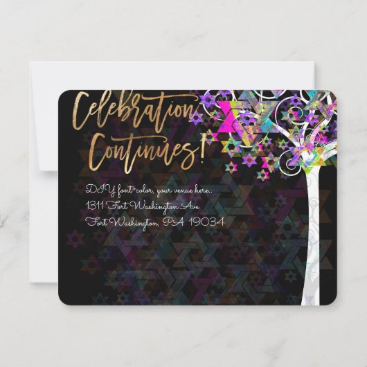 PixDezines Tree of Life Bat Mitzvah/Reception Kaart (Achterkant)