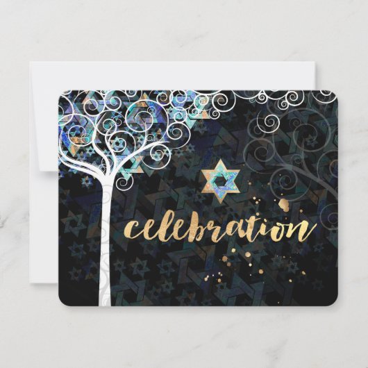 PixDezines Tree of Life Bat Mitzvah/Reception Kaart (Voorkant)