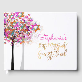 PixDezines Tree of Life Bat Mitzvah/Roze Gastenboek