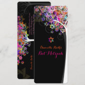 PixDezines Tree of Life Bat Mitzvah/roze Kaart (Voorkant / Achterkant)