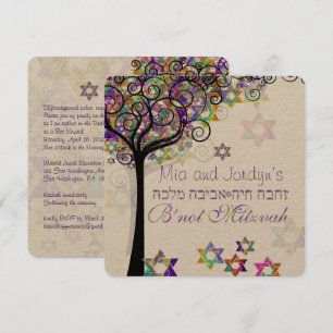PixDezines tree of life B'not Mitzvah Kaart