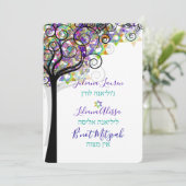 PixDezines TREE OF LIFE BNOT MITZVAH/PAARS/PINK Kaart (Staand voorkant)