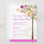 PixDezines TREE OF LIFE+FLOWERS BAT MITZVAH Kaart (Achterkant)