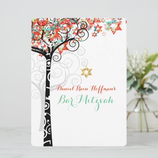 PixDezines tree of life mitswa/Mint Groen/Sinaasap Kaart (Staand voorkant)