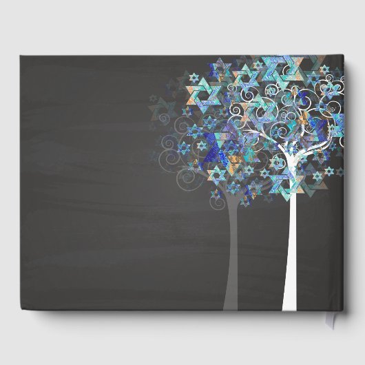 PixDezines Tree of Life Mitzvah/Aqua Blue+Chalkboa Gastenboek (Achterkant)
