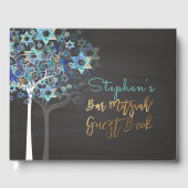 PixDezines Tree of Life Mitzvah/Aqua Blue+Chalkboa Gastenboek (Voorkant)