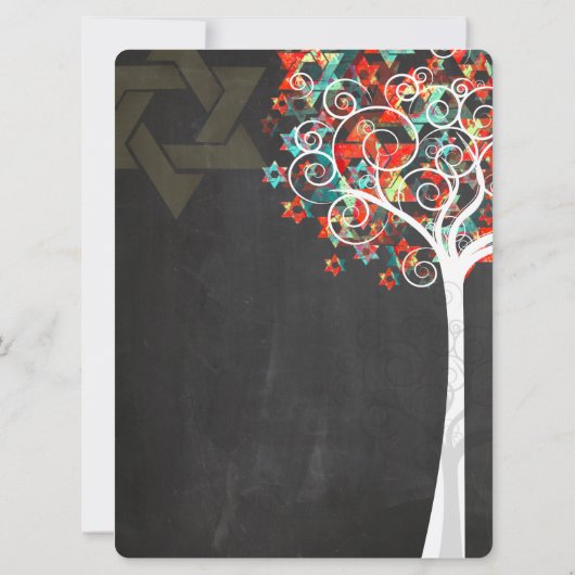 PixDezines tree of life mitzvah/chalkboard Kaart (Achterkant)