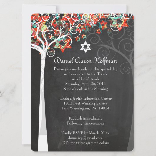 PixDezines tree of life mitzvah/chalkboard Kaart (Voorkant)