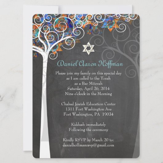 PixDezines tree of life mitzvah/chalkboard Kaart (Voorkant)