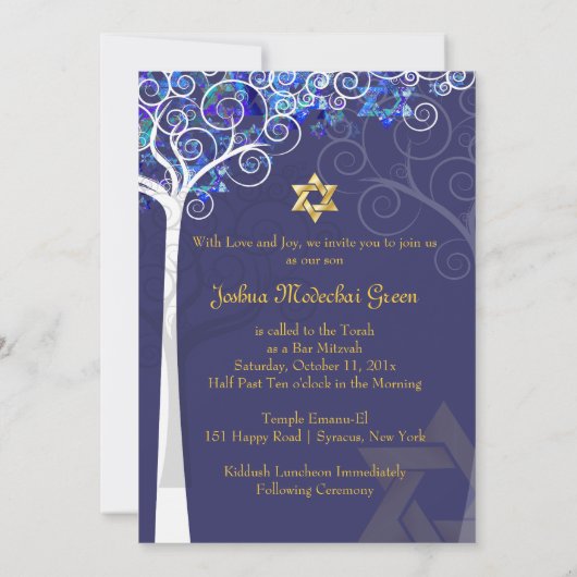 PixDezines tree of life mitzvah/DIY background Kaart (Achterkant)