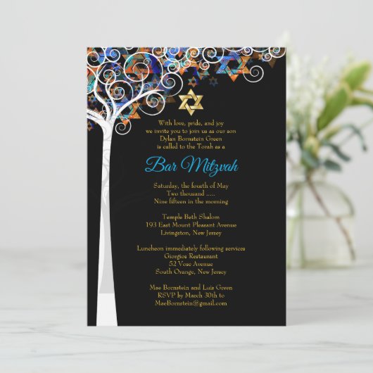 PixDezines tree of life mitzvah/DIY background Kaart (Staand voorkant)