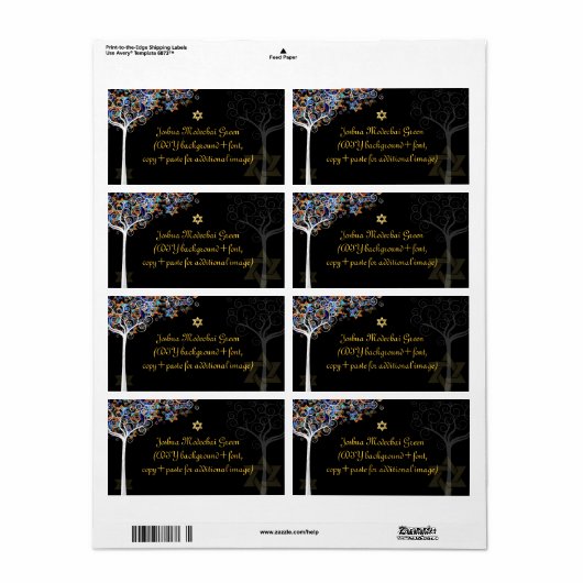 PixDezines tree of life/mitzvah Etiket (Full Sheet)