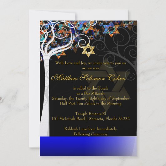 PixDezines tree of life mitzvah/metallic ice Kaart (Achterkant)